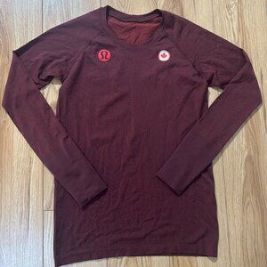 Lululemon Swifty Tech Sz 8? Parapan AM Team Canada Long Sleeve Shirt Red Base